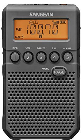 Sangean DT-800BK AM/FM/NOAA Weather Alert Rechargeable Pocket Radio (Black/Gray)