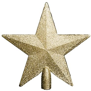 Heitmann Deco Weihnachtsbaum-Spitze aus Kunststoff - moderner Christbaumstern für Baumspitze - Gold mit Glitzer