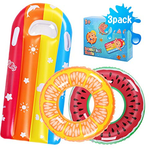 Auney 3 Pack Swim Ring for Kids Inflatable Pool Floats Summer Beach Water Float Party Toys River Raft Lounge Swimming Tube