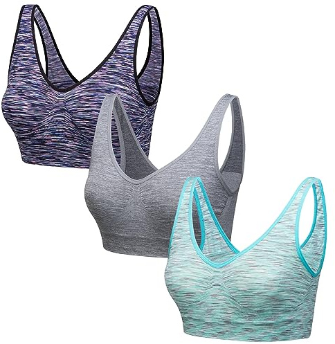Blu Apparel Seamless Comfort Stretch Bra Marl 3 9 Pack Multiapack Bras Sleep Maternity Bras No Pads No Underwire (UK, Alpha, 3XL, Regular, Regular, Navy/Aqua/Grey)