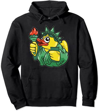 Statue of Liberty Rubber Duck 4 th of July Independence Day Pullover Hoodie