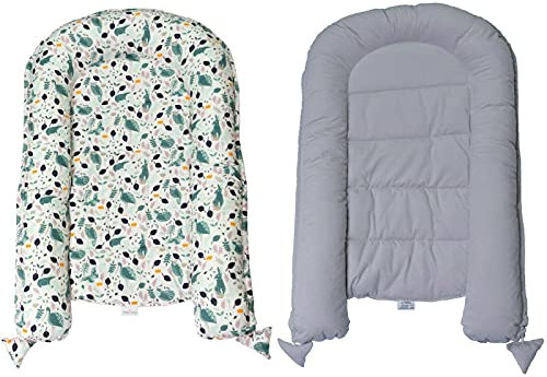 NEU PREMIUM VELVET Baby Nestchen Kokon Babynest Kuschelnest SAMT (Animal Forest White/Grey)