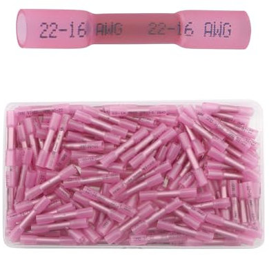 Heat Shrink Butt Connectors Kit,150 Pcs Insulated Waterproof Wire Crimp Terminals,Heat Shrink Tube Electrical Connectors,Cable Connection For Home,Factory,Cars,Ship,Distribution Box(22-16AWG red))