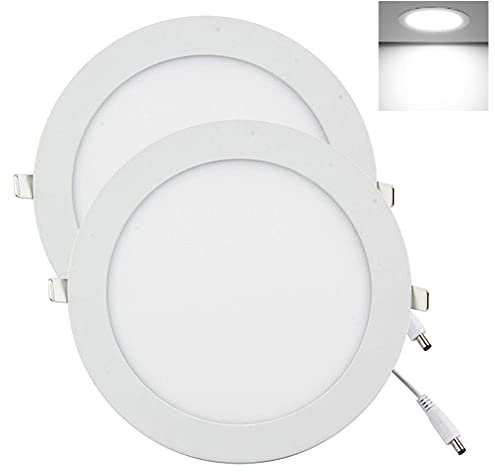 YULIN SUN® 2 x 15W Ultraslim LED Downlight Einbauleuchten, Runde Deckenleuchte Einbaustrahler, Kaltweiß 6500K, 1350lm, Ø 9mm x 120mm, Inklusive Treiber