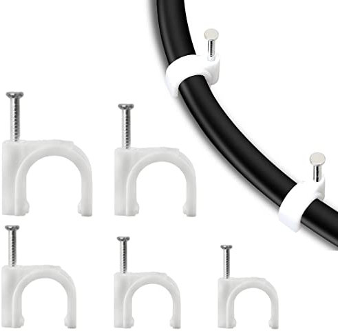 100 Pièces Clips Câble avec Clou en Acier Rond, Attache Câble, Range Câble, Fixation Câble électrique,Attache Câble Fils, Fil de Câble Clips, Fixation Organisateur de Fils 7mm,8mm,9mm,10mm,12mm