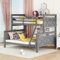 Moimhear Etagenbett 90(140) x200cm, mit Leiter und Sicherheitsgeländer, umbaubar in 2 getrennte Betten, Holzbett für Kinder, Jugendliche und Erwachsene (Grau)