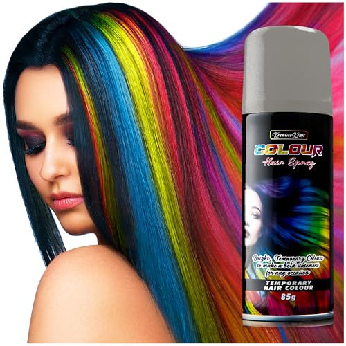 Temporäre Haarfarbe Spray, Haarfarbe Auswaschbar (1 x 200ml) - Haarspray für Fasching, Karneval (Silber)