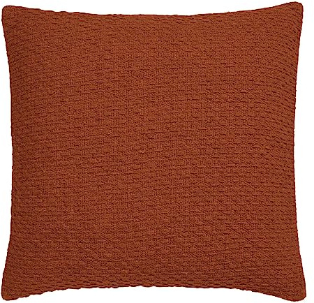 Drift Home - Terracotta Cushion (43 x 43cm) - Sustainable Recycled Cotton - Filling Included - Orange Textured/Woven With Insert - Matching Throw Available