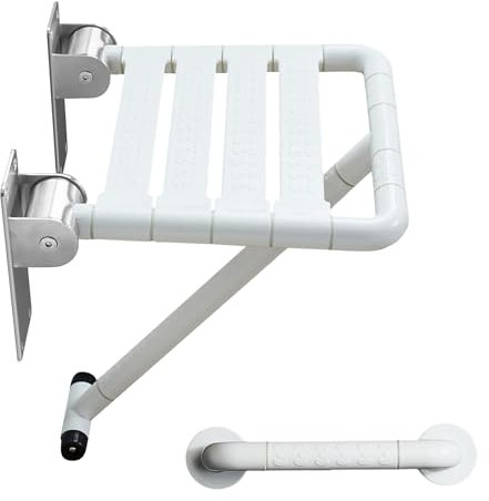 Sedile Doccia, Sedile per Doccia da Parete Ribaltabile, Sgabello Doccia Pieghevole a Muro, Sedile per Disabili Doccia Con Bracciolo, Sedile per Disabili Doccia Pieghevole per Anziani 200kg