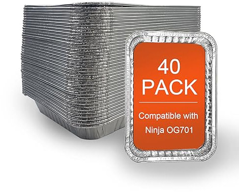 40 pack Aluminum Drip Pan for Ninja OG701 Woodfire Outdoor Grill Grease Tray, Drip Pan also Compatible with Weber Spirit, Genesis, Q Series Grill