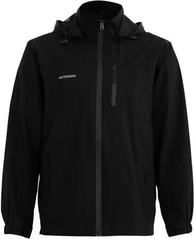 Halffword Giacche Softshell Uomo Impermeabile Antivento Cappuccio Cappotto Outdoor Escursionismo Nero XL