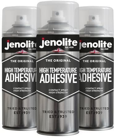 JENOLITE Spray adhesivo de alta temperatura | HASTA 80°C | 3x400ml | Adhesivo de contacto multiusos | Secado rápido, unión fuerte | Adecuado para la mayoría de materiales y superficies