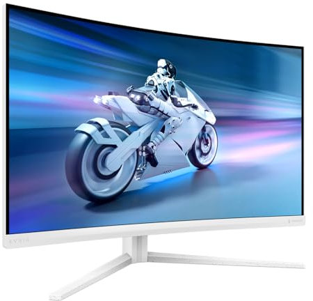 Philips EVNIA 32M2C5501 Monitor Gaming 32 QHD Curvo, 180Hz, WLED, 1 ms GtG, Fast VA, HDR10, Adaptive Sync., FreeSync Premium, Altura Ajustable (2560x1440, 2X HDMI 2.0, 1x DP 1.4) Blanco
