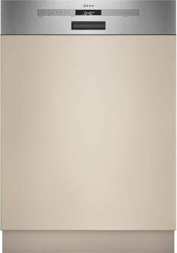 NEFF S145EAS16E, N 50, Smarter Geschirrspüler Teilintegriert 60 cm, Spülmaschine Made in Germany, Besteckkorb, sehr leise, Open Dry, starke Reinigung mit Chef 70ºC, Gebürsteter Stahl, Aqua Stop