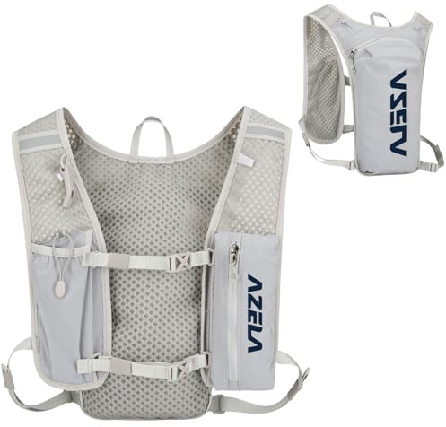 Azarxis Sac Hydratation Léger Sac à Dos de Course Gilet Hydratation Running pour Homme Femme Randonnée Trail Marathon Cyclisme (01 Gris - Gilet Seul, Taille Unique)