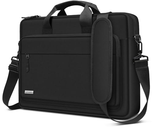 TECOOL Sacoche Ordinateur 17-17.3 Pouces,Pochette SAC Bandoulière Portable 17 Pouces pour 17-17,3 Lenovo Acer ASUS Dell HP Notebook,Protection Housse SAC de Mallette Ordinateur PC Portable 17,Noir