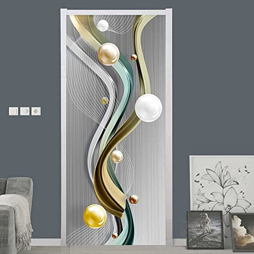 Arte Minimalista Adesivi per Porte Autoadesivo 90x210 cm Carta Parati Decorazione Della Casa Grigio Impermeabili Adesivo della Porta per Soggiorno Cucina Camera da Letto e Bagno