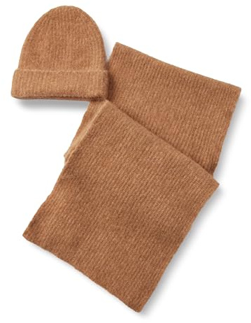 Amazon Essentials Juego de Bufanda y Gorro de Mohair Sintético para Hombre y MujerUnisex adulto, Camel Heather, Talla única