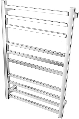 LYMGRZ Scaldasalviette Elettrico, scaldasalviette a Parete, scaldasalviette Elettrico in Acciaio Inox, 10 Barre quadrate, salvaspazio a Parete, IP56, 780 x 500 x 120 mm
