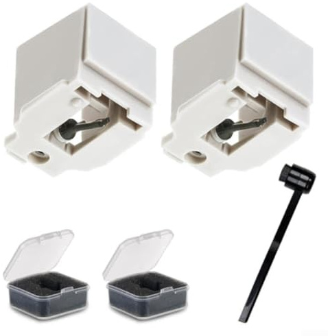 ATN3600L Aiguille de rechange pour tourne-disque Audio-Technica AT-LP60 Series, stylet de rechange ATN3600L pour platine Audio Technica ATLP60X avec brosse de nettoyage (2 pièces)