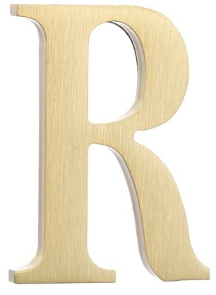 sourcing map 1.8 Inch House Letter, Brass Self-adhesive Mailbox Door Plaque, Brushed Finish Outdoor Address Sign for Office Hotel Apartments, Garden (Letter R, Gold Tone)
