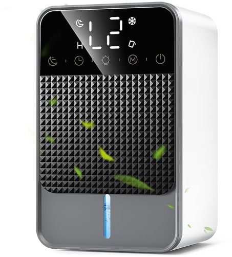 Deshumidificateur d Air 1800ML, Déshumidificateur Electrique Silencieux avec Dégivrage Automatique & Arrêt Automatique, LED 7 Couleurs, pour Chambre Maison Salle de Bain, 585ML/24H