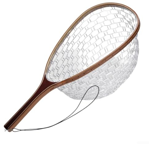 Catch and Release Net Red de Aterrizaje de Pesca con Mosca con Malla de Goma Suave, Marco de Madera Ligero para atrapar y liberar, Ideal para Pesca de truchas en Todas Las Aguas