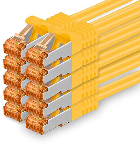 1aTTack.de 687414 Cat7-10x 1m - Cavo di rete Cat 7 Ethernet Lan 10 Gb/s PIMF LSZH Giallo