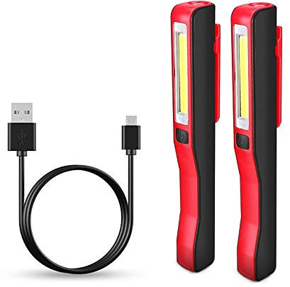 Gbivbe LED Lampada da Lavoro USB Ricaricabile COB Lampade di Ispezione, Lampada magnetica portatile Luce da Lavoro per Riparazione Campeggio Emergenza (2 Pezzi)