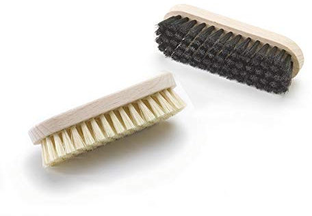 Tadabo Piccole spazzole per scarpe con setole forti chiare e nere, per la cura delle scarpe, contenuto: 2 spazzole per scarpe | spazzola per la pulizia delle scarpe | Made in Germany