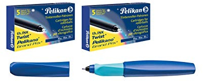 Pelikan Twist Stylo roller, Bleu profond + cartouches, Tintenroller
