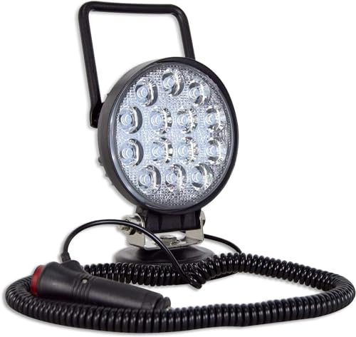 Willpower 1pcs Faro da Lavoro Led con base magnetica, Proiettore portatile da 4 pollici 42W, faro led 12v per auto SUV rimorchio trattore camion campeggio