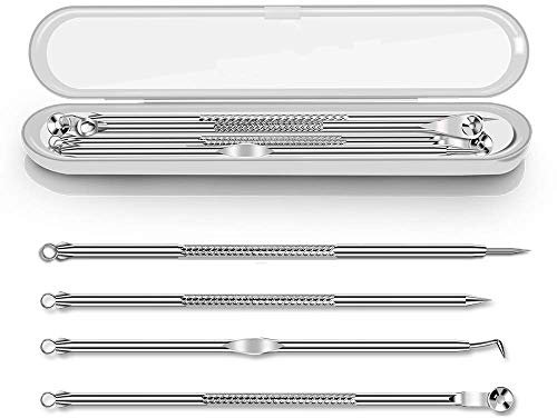 Blackhead Remover Kit, Extractor Removal Set Professional Stainless Steel Pimple Popper Tool Treatment for Whitehead Blemish Acne Comedone Pimple Popping (Silver)