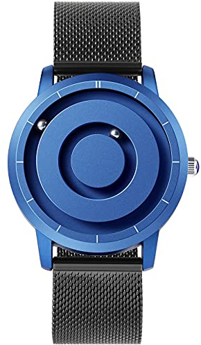 EUTOUR Uhren Herren Herrenuhr Magnet Uhr kein Glas Kugellager Quarz Armbanduhr für Männer mit Silikon/Edelstahl Mesh Armband-40mm