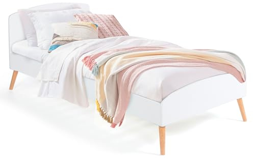 IDMarket - Lit Simple scandinave 90 x 190 CM Soren Bois et Blanc