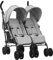 vidaXL Geschwisterwagen mit 12 Rädern Korb Traggürtel Zusammenklappbar Verstellbar Kinderwagen Zwillingswagen Zwillingsbuggy Buggy Hellgrau Stahl