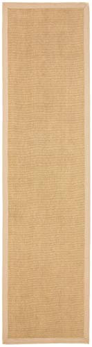 carpetfine Sisalteppich Läufer Naturfarbe 60x180 cm handgewebt mit Bordüre aus Baumwolle in Beige | Rutschfester Flachgewebe Teppichläufer Uni aus Naturfasern für Wohnzimmer, Schlafzimmer