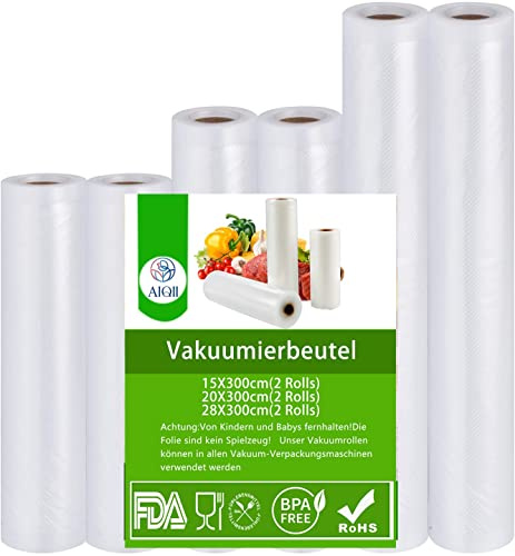 2 rolls 15 cm x 300 cm + 2 rolls 20 cm x 300 cm + 2 rolls 28 cm x 300 cm vacuum rolls