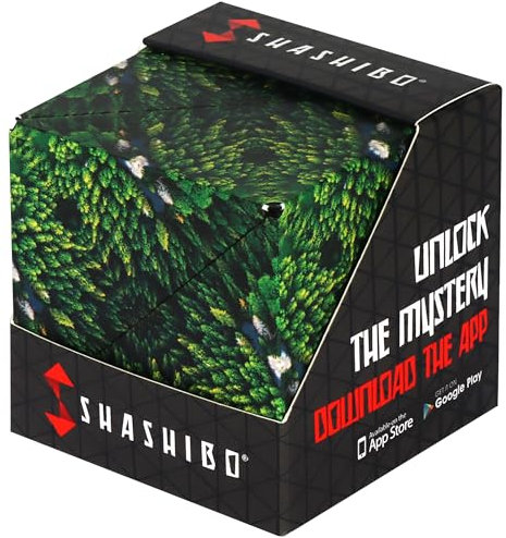 SHASHIBO Formwechsel-Box – Preisgekrönter, patentierter Zappelwürfel mit 36 Seltenerdmagneten – lässt Sich in über 70 Formen verwandeln (Wild Series - Forest)