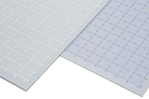 Wave Material Series OM-407 plastplatta B5 grå, 0,5 mm (0,02 tum) tjocklek (med graderingar: blå) 2 stycken, hobbymaterial
