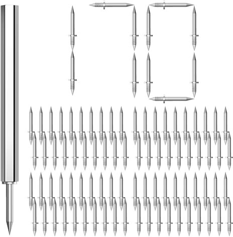 flintronic Clavos Sin Costuras, 170 PCS Clavos de doble cabeza Acero, Tornillos de Seguridads Clavo sin costuras con hilo de doble, Con una herramienta de manga específica para clavos