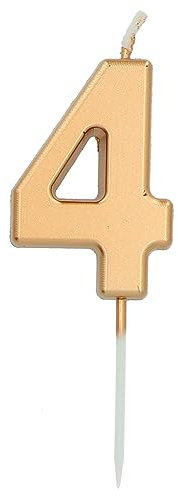 Folat 24144 Kuchen Kerze Ziffer/Zahl 4 Gold-5 cm Geburtstagskerzen für Geburtstag, Geburtstagsdeko, für Kinder Partys, Hochzeiten, Firmenfeiern, Jubiläen