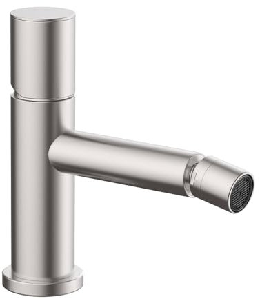 Rubinetto bidet satinato senza leva in acciaio inox, manopola rotante e indicatori per l’acqua, GEMINI