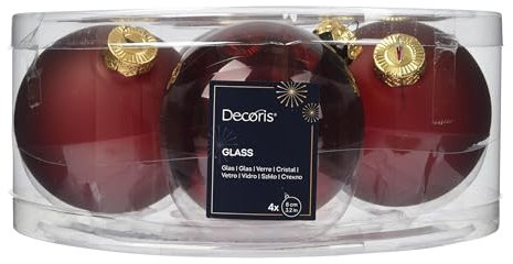 Kaemingk Weihnachtskugeln Glas 8cm 4 Stück - matt & glänzend - Große Christbaumkugeln Weihnachtsbaumkugeln für Weihnachten - Christbaumschmuck & Weihnachtsbaumschmuck - Ochsenblut