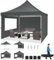 COBIZI Faltpavillon 3X3, Pavillon 3x3m Wasserdicht Stabil Winterfest, Faltbar Partyzelt mit 3 Seitenwänden & 4 Sandsack Pop up Gartenpavillon Anti-UV für Hochzeiten, Freien, Grau
