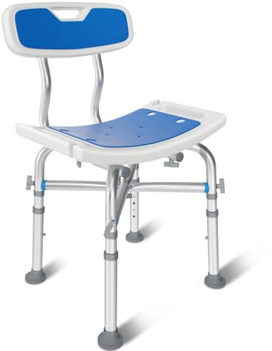 KingPavonini Schwerlast-Duschstuhl Mit Rückenlehne 227 kg, Höhenverstellbarer Badhocker Mit Eva-Polster, Anti-Rutsch-Duschhocker Für Senioren, Ältere Menschen, Behinderte, Werkzeuglose Montage