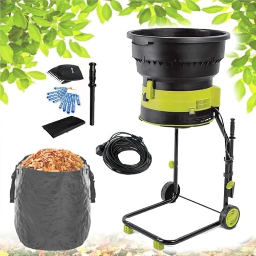 2500WGarden Leaf Crusher,Bladeless Electric Leaf Shredder + Pulverizer, 8000RPM Electric Chipper, Shreds up to 55 Gallons of Leaves Per Minute,with Collection Bag (10-60mpowercord),60MPowerCord