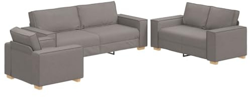 vidaXL Soffa 3 st Taupe Linnenblandad tyg