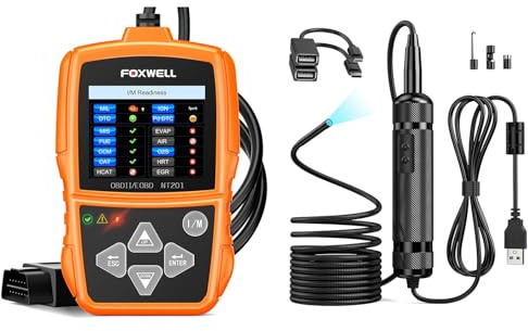 FOXWELL VS300 Car Endoscope + FOXWELL NT201 OBD2 Scanner Code Reader for Cars and Trucks