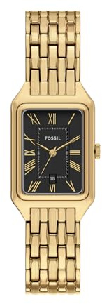 Fossil Montre Raquel pour femmes, mouvement à quartz trois aiguilles avec bracelet en acier inoxydable, Ton or et noir, 23 mm